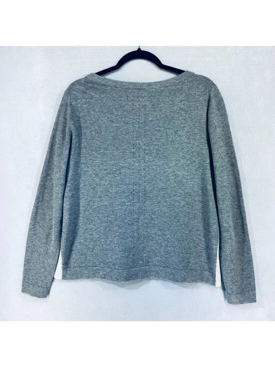 Title Nine Sweater Womens M Gray Merino Wool Blend Pullover Casual Knitwear - Picture 6 of 11